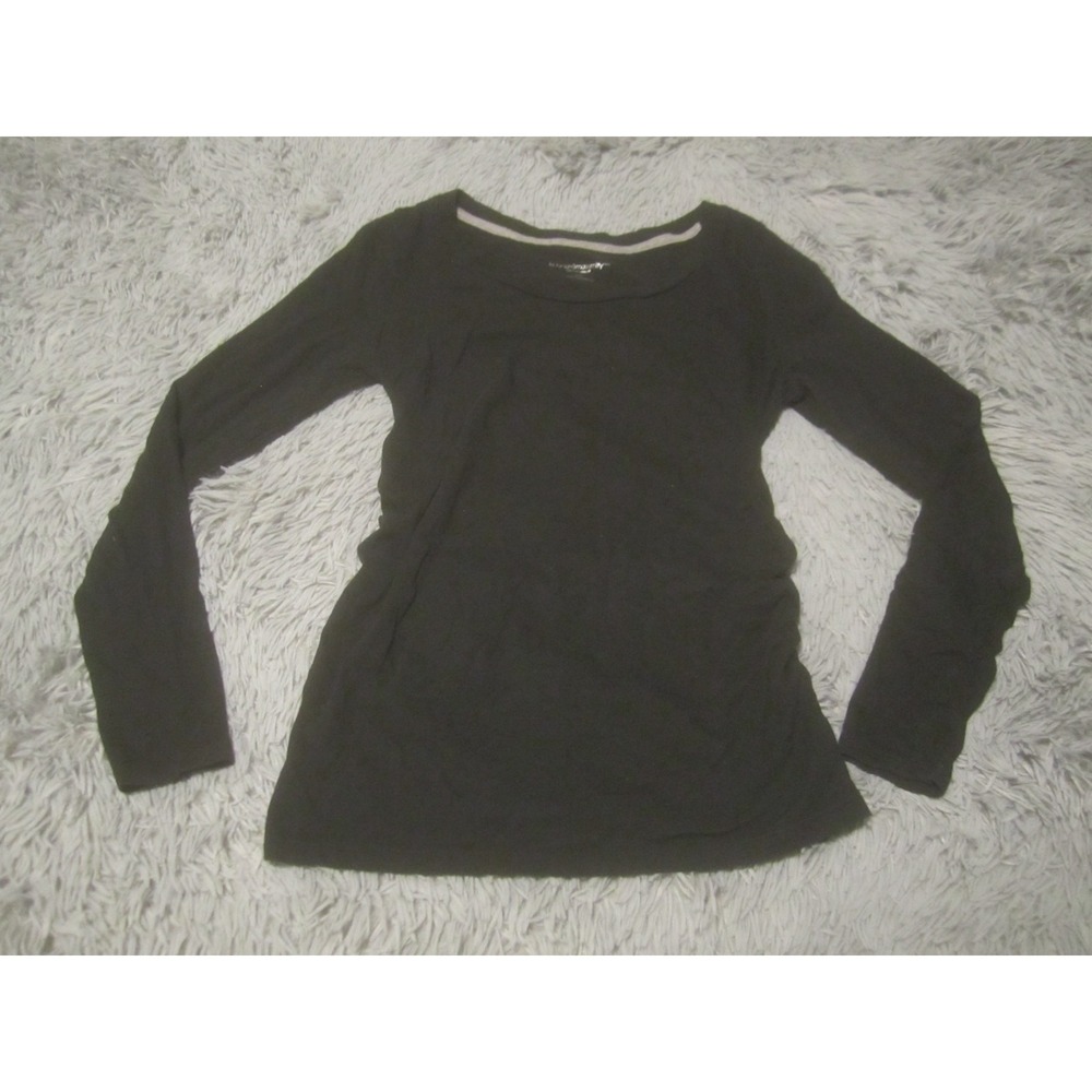 Liz Lange Motherhood Shirt Womens Small Black Maternity Top Long Sleeve - Picture 1 of 7
